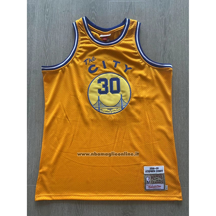 Maglia Golden State Warriors Stephen Curry #30 Mitchell & Ness 2019-20 Giallo